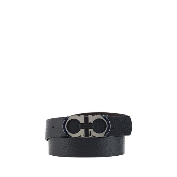 Ferragamo Black Calf Leather Bos Taurus Regular Men's Belt